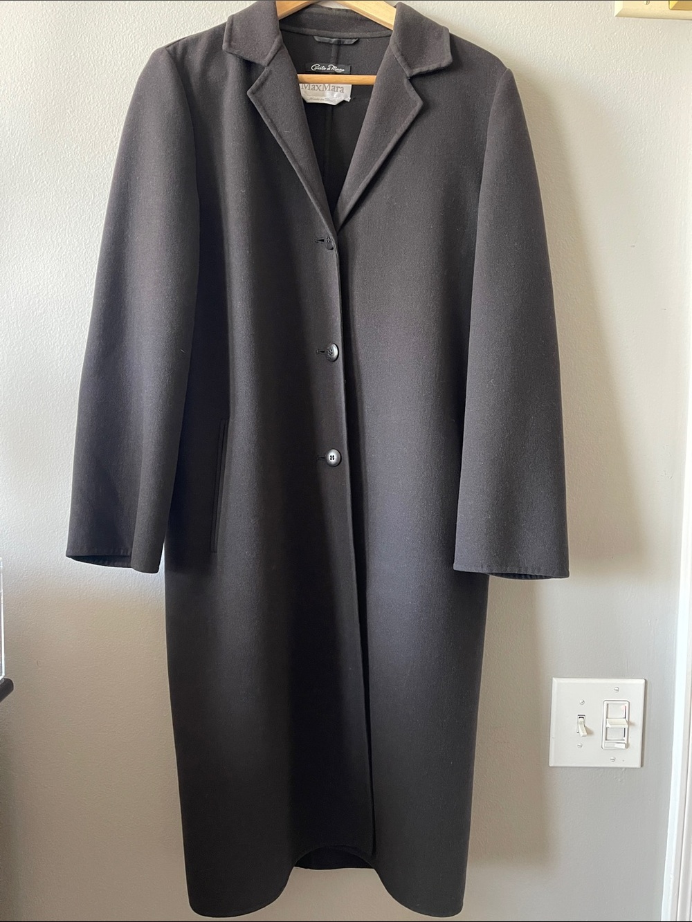 MaxMara chocolate Single-Breasted Wool Trench Coat vintage